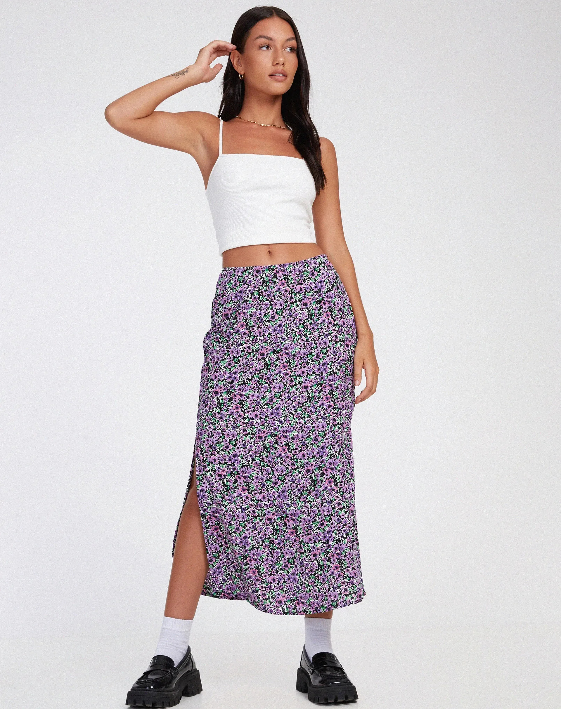 Tindra Midi Skirt in Lilac Blossom