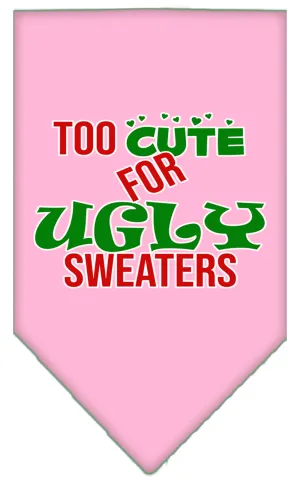 Too Cute For Ugly Sweaters Screen Print Bandana Light Pink Small