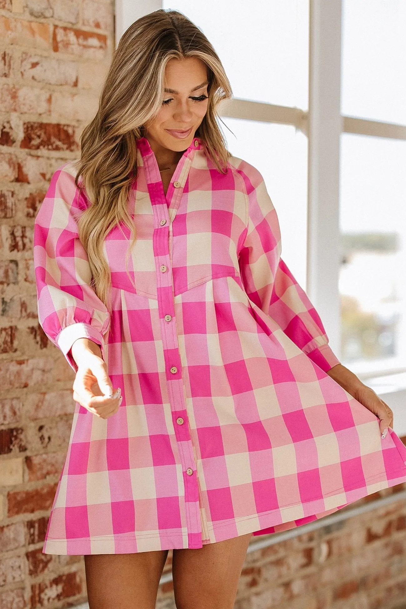 Viola Plaid Shirt Dress | S-XL