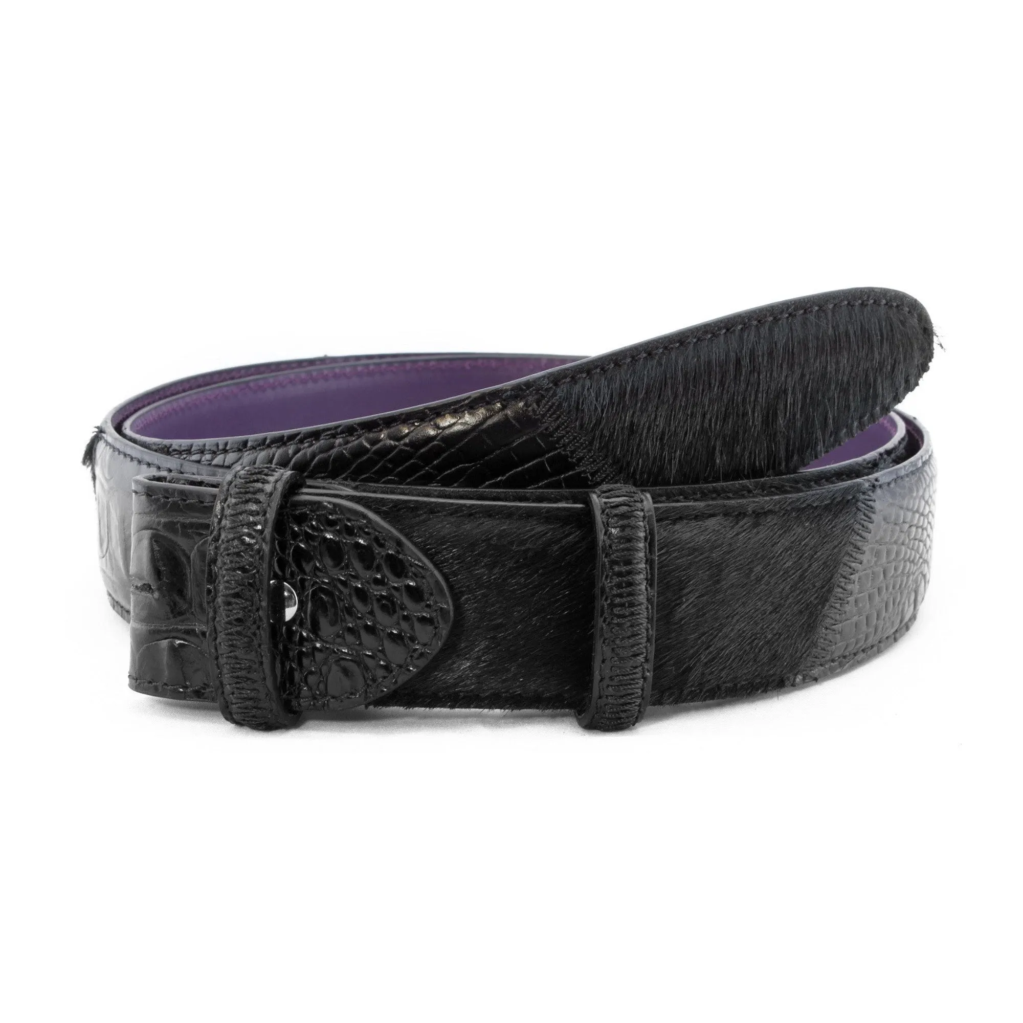 Weissmuller Mock Croc & Pony Hair Mix Belt Strap