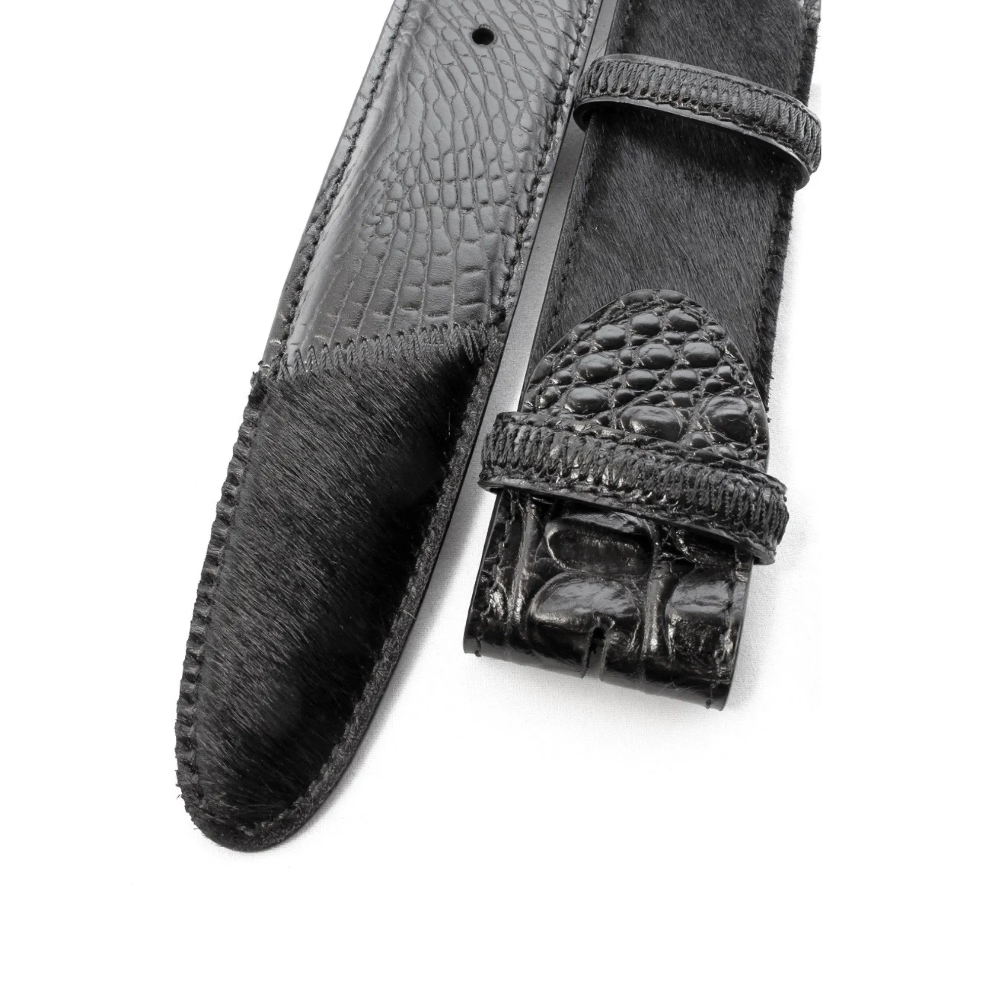 Weissmuller Mock Croc & Pony Hair Mix Belt Strap