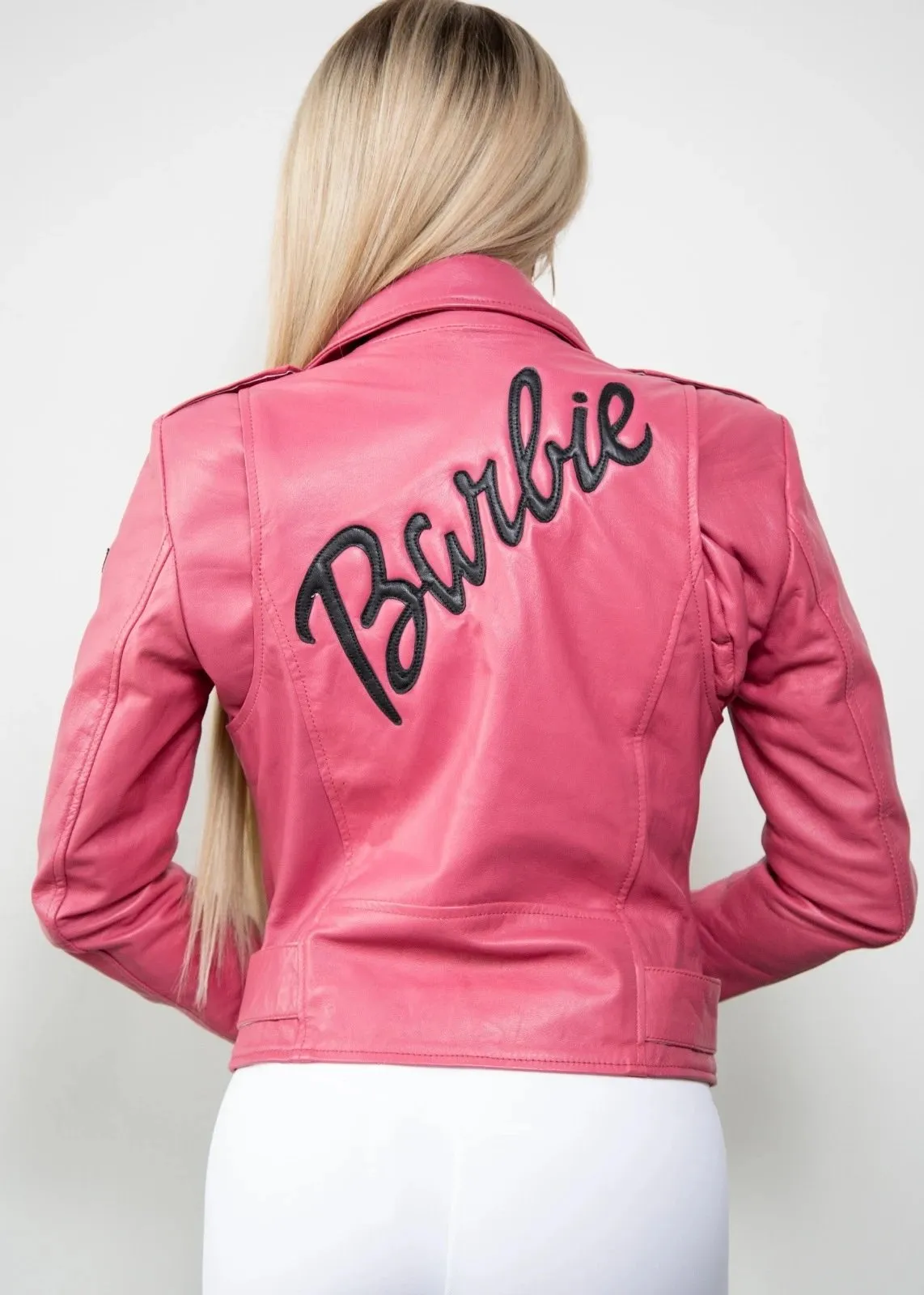 WOMENS STYLISH PINK BIKER LEATHER JACKET