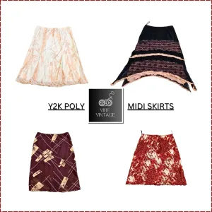 Y2K POLY MIDI GRUNGE SKIRTS - 12 PCS