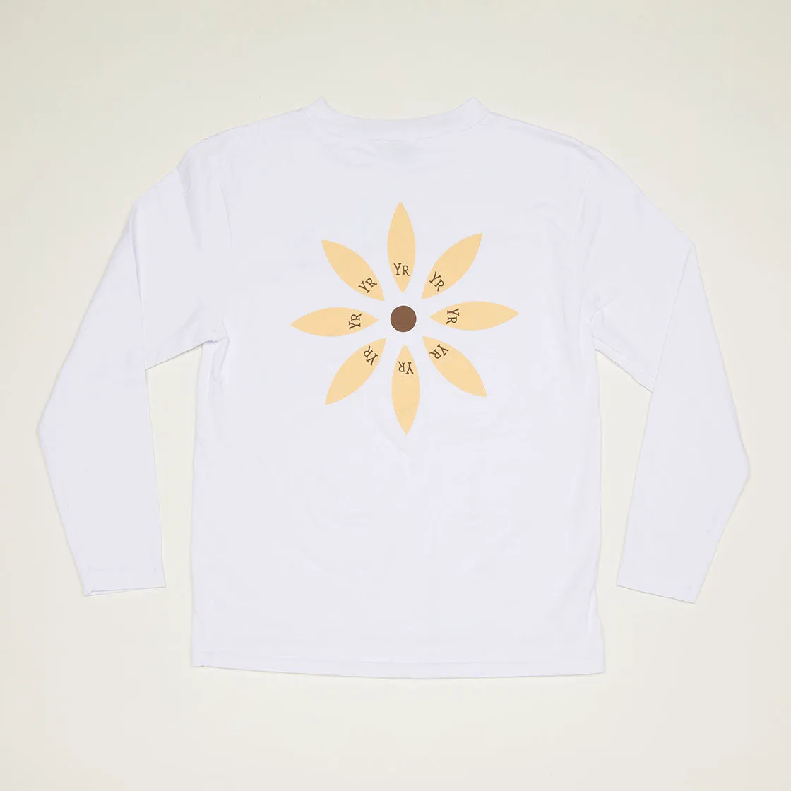 YR Flower Mock Neck Long Sleeve T-Shirt (White)